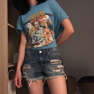 Mango distressed denim shorts